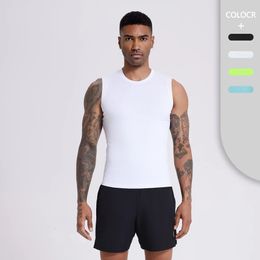 Mens Sports Vest Tights Running T-shirt Gym Moisture-wicking Sleeveless Waistcoat High-elastic Quick-drying Fitness Top 240429
