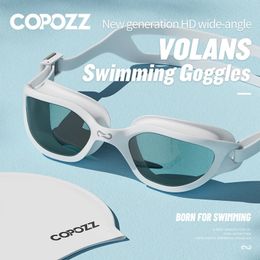 COPOZZ professional high-definition swimming goggles anti fog UV protection adjustable swimming goggles silicone water glass 240425