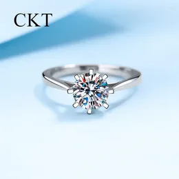 Cluster Rings Luxury Eight Claw For Women Platinum Pt950 With 1 Sparkling Moissanite Diamond Ring Wedding Bands Fine Jewelry Gift