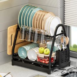 Kitchen Storage Dish Drain Rack Suitable For Cup Knive Fork Cutting Board Organiser In Easy Installation Space-saving