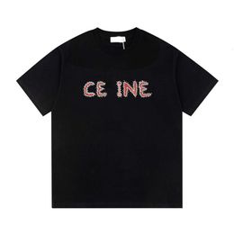 Designer Luxury Celins Classic Spring/Summer 2024 new Premium edition Hot Diamond Short T-shirt for men and women with loose and versatile half-sleeve trends