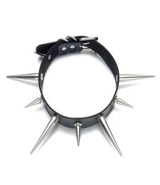 Chokers Big Spike Choker Punk Faux Leather Collar For Women Men Cool Chunky Rivets Studded Chocker Goth Style Necklace Accessories3756875