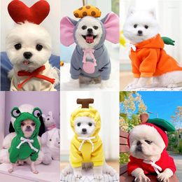 Dog Apparel Dogs Plus Fleece Hooded Turn Clothes Teddy Dress Up Accessories Cat Small And Medium-sized Fall/Winter Sweater Pet Supplies