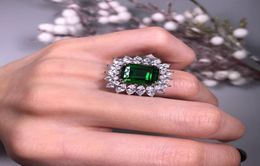 Luxury 45ct Created Emerald Cocktail Ring 100 Real 925 Sterling Silver Rings for Women Fine Jewellery Accessories Fine Jewelry3679831