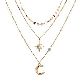 Pendant Necklaces Christmas Jewelry Ins Versatile Tianmang Star Moon Necklace Trendy Multilayer Stacked Neckchain Female6258908