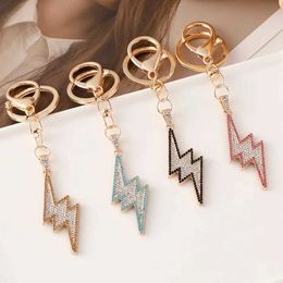 Keychains Lanyards 1pc Creative Bling Lightning She Metal Key Ring For Men and Women Funny Metal Key Chains Birtay Gifts J240509