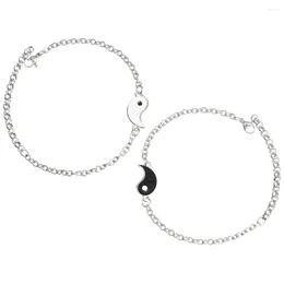 Charm Bracelets Black And White Matching Stuff For Couples Friendship Yin Yang Stainless Steel