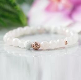 MG1053 Rose Quartz Bracelet for Women Aromatherapy Jewellery Essential Oil Diffuser Bracelet Rose Gold Lava Rock Gemstone Bracelet5697035