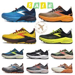 2024 Designer Brookss Mens Casual Shoes Cascadia 16 Hyperion Tempo Triple Black White Grey Yellow Orange Mesh Fashion Trainers Outdoor Mens Sports Sneakers jogging