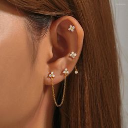 Stud Earrings CANNER 3PCS 1 Set 925 Sterling Silver Personality Geometry For Women Zircon 18K Gold Fine Jewelry Party Gifts