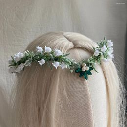 Hair Clips Elven Flower Crown Wedding White Elf Tiara For Bride Or Bridesmaids Fairy Elvish