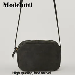 Waist Bags Vintage 2024 Genuine Leather Suede Messenger Shoulder Small Square Wild Solid Simple Ladies Crossbody