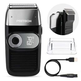 Razors Blades Pritech Mens Electric Razor Cordless Waterproof Beard Trimming Head Hair Removal Safety Cutting Accessories Q240508