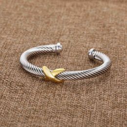 Cross Silver Twist Designer Gold Braided Charm Fashion Bracelet Jewellery Bracelets Bangle Cuff Twisted X 925 Zircon Luxury Birthday Gift 271y