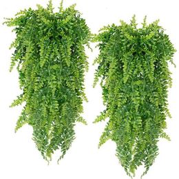 Decorative Flowers Wreaths 90cm Artificial Plant Plastic Wall Hanging Persian Fern Leave Vines Home Garden Wedding Party Wall Balcony Decoration Fake Plant