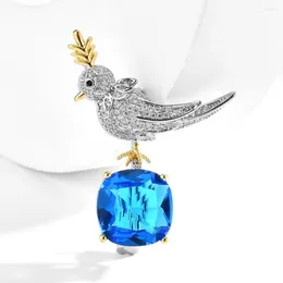 Brooches Blue Crystal Bird Brooch For Women Fashion Coat Jewellery Accessories Personalised Lapel Pins Rhinestone Animal Pin Gifts