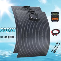 ETFE 600W 300W Flexible Solar Panel Monocrystalline Solar Power Cells Charger for Outdoor Camping Yacht Motorhome Car RV Boat 240508