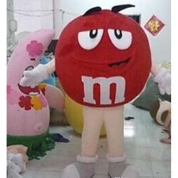 Mascot Costumes RED M&M M Chocolate Candy Mascot Costume Adult Cartoon Character Costumes mascot costume Fancy Dress Party Suit