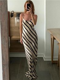 Tossy Zebra Printed Elegant Halter Dresses Female Sleeveless Slim Loose Printed Striped Long Dress Womens Backless Maxi Dress 240430