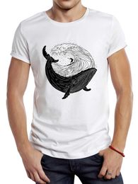 Men's T-Shirts THUB Retro Surfing On Whale Men T Shirt Graphic Ocean Fish Surf Sport Cloth Vintage s Casual Tops Hipster T Y240509