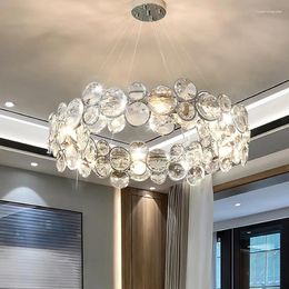 Chandeliers Nordic Light Luxury Led Living Room Bedroom Modern Crystal Pendant Lamp Restaurant Dining Table Indoor Decor Fixture