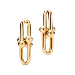 New Stainless Steel U Shape Earring designer earrings designer for women Gold Color Silver Rose Gold earrings sister gift designer jewelry Lock Stud Earrings 3 color