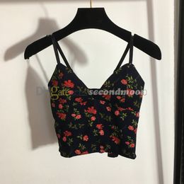 Flower Pattern Camis Women V Neck Camisole Vintage Style Tank Top Summer Outdoor Breathable Vest