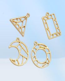 4Pc Geometric Shape Open Bezel Charm Pressed Flower Blank Frame Hollow Pendant For DIY Jewelry Making6818552