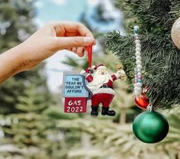 Gas 2022 Santa Claus Christmas Tree Decoration Resin Gasoline Sign Room Decor Ornaments Pendant Fast Delivery DD9402635