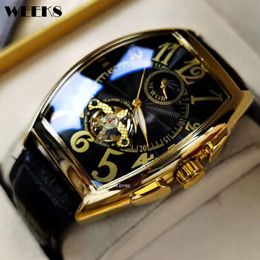 Wristwatches Luxury Automatic Mechanical Watch for Men Skeleton Clock Tonneau Case Male Luminous Top watch 221122 236p