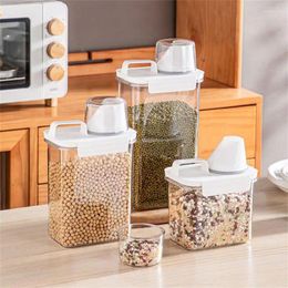 Storage Bottles 1100-2300ml Grain Food Containers With Lid Sealed Rice Bucket Plastic Multigrain Jars Home Kitchen Organization