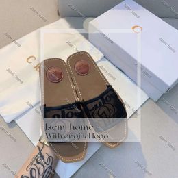 Summer Sandale Designer Chlor Sandal Top Woody Sandals Free Shipping Womens Mules Flat Slides Light Tan Beige White Lace Lettering Canvas Slippers Outdoor Indoor 84