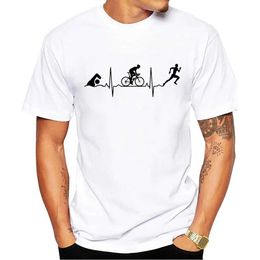 Men's T-Shirts THUB Vintage Geometric Ts Bicycle Men T-Shirts Swim Bike Run Heartbear Print Short Slve T-Shirt Sport Tops Y240509