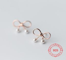 whole stud earrings high quality 925 sterling silver 14k gold earring white pearl bowknot rosette lady women chinese earring 6444239