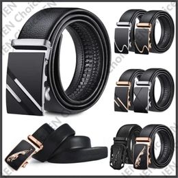 Belts Men Classic Genuine Leather Belt Luxury Metal Automatic Buckle Work High Quality Male 120cm Business Waistband