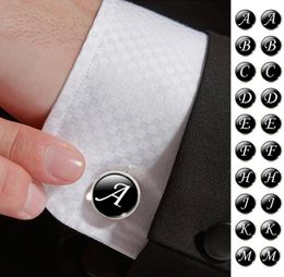 Mens Fashion AZ Single Alphabet Cufflinks Silver Colour Letter Cuff Button for Male Gentleman Shirt Wedding Cuff Links Gifts5587304