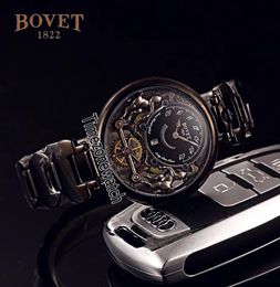 Bovet Swiss Quartz Mens Watch Amadeo Fleurier PVD Steel Skeleton All Black Dial Watches Stainless Steel Bracelet Watches Timezonew9323806
