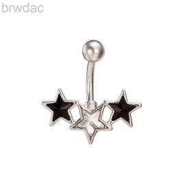 Navel Rings Stainless Steel Star Pentagram Belly Button Ring Belly Navel Ring Body Jewellery Piercing Ring Barbells Belly Rings Unisex d240509