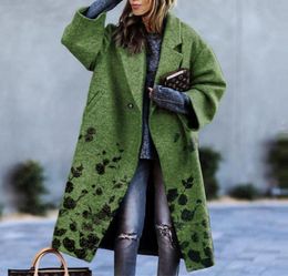 Women039s Wool Blends Women Autumn Winter Jacket Fashion Vintage Turn Down Collar Pattern Short Woollen Coat Loose Cardigan Ov4076951