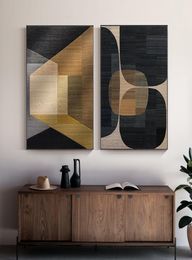 Abstract Colors Combination Canvas Print Paintings Brown Geometric Poster Modern Wall Art Pictures for Living Room Office Decor4348386