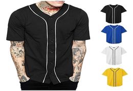 Whole Custom Blank Baseball T shirt Baseball Jerseys Blank Print Customised Hiphop Casual Button Tshirts Y2008246736016