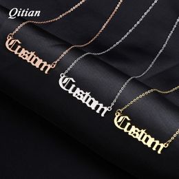 Old English Nameplate Necklace Gold Colour Choker Stainless Steel Personalised Name Necklaces & Pendants Romantic Gift Y200810 183K