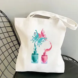 Shopping Bags Beautiful Nail Polish Print Women Canvas Tote Bag Gift Fashion Reusable Handbag Shoulder Bookbag Lady