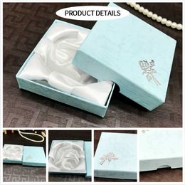 Jewelry Boxes Printed Square Jewelry Packaging Box Bracelet Necklace Cardboard Gift Jewelry Organizer Cases Pendant Storage Holder 9X9X3cm