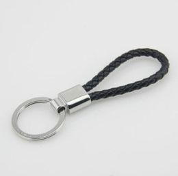 Fashion stainless steel circle cool luxury genuine leather holder keychain circle keyring for men gift never change Colour or fade98453291