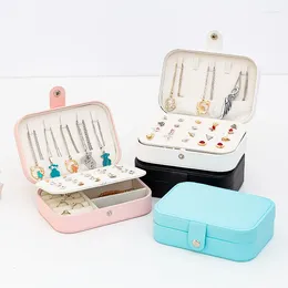 Jewelry Pouches 1Pcs Portable Storage Box Travel Organizer Double Layered Case Earrings Necklace Ring