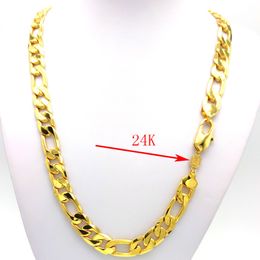 NEW NECKLACE MEN CHAIN HEAVY 12mm Stamper 24K GOLD AUTHENTIC FINISH MIAMI CUBAN LINK Unconditional Lifetime Replacement 3195