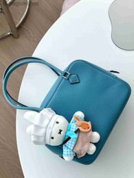 Top Grade Hremms Genuine Leather Designer Hand Bags Free Shipping Women Mini Plume Denim Blue Silver Buckle Leather Square Engraved Handheld Small Square Bag Bag