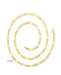 354B 50 cm x 4 mm Figaro Chain Necklaces For Men 24k Gold Plated Fashion Jewellery European Style7805348