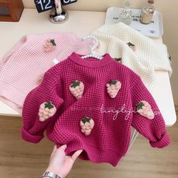 Sets Childrens clothing autumn and winter girls round neck knitted sweater Little girl loose Versatile top-level childrens baby Q240508